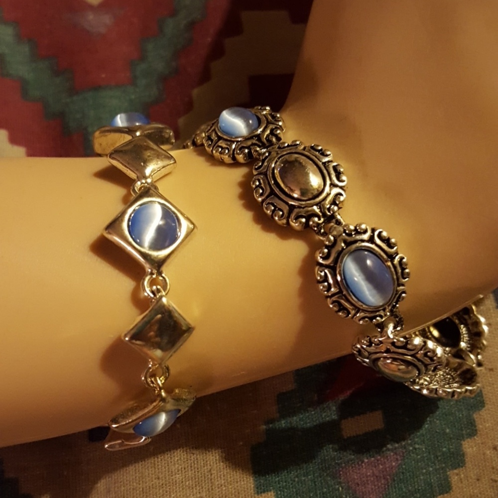 New 8-inch blue tiger eye silver bracelet magnetic